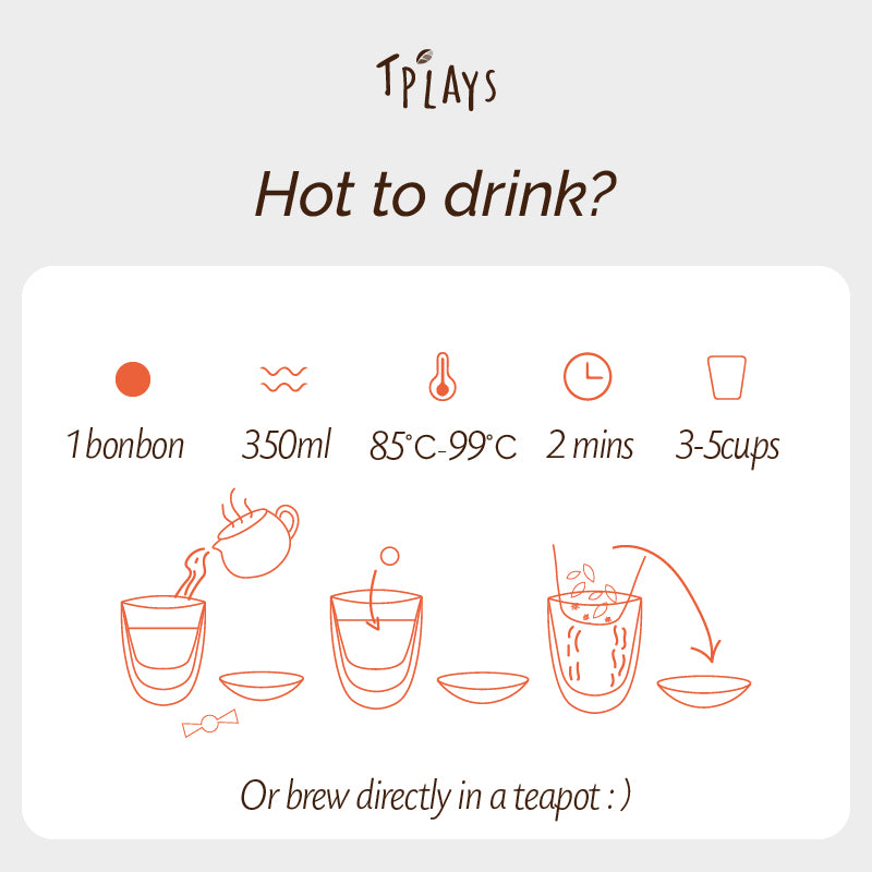 Enjoy: Steep for 2–3 minutes, then sip and relax. You can rebrew 2–3 times. 🍬🍵